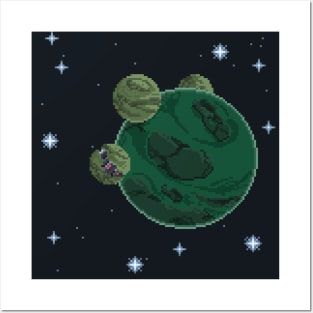 Pixelart Green Planet Posters and Art